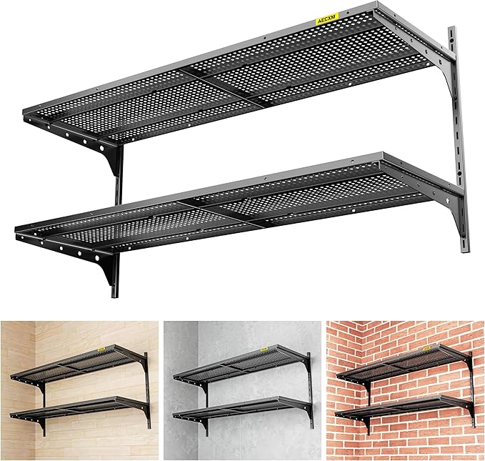 1pack×2 Tier 1.3x4ft Garage Shelving Wall Mounted, 260lbs Load by AECXM