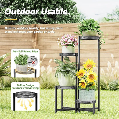 4 Tier Metal Plant Stand Indoor Outdoor, Corner Tall Plant Shelf - Image 6