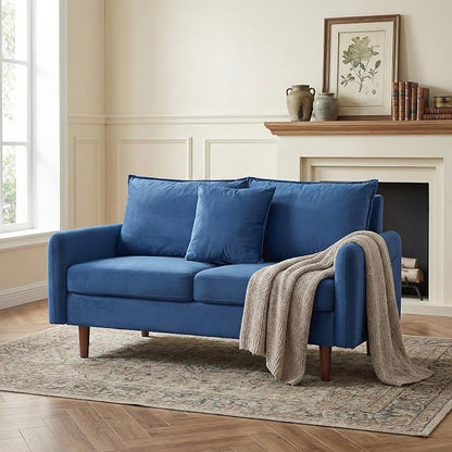 56.1" Round armrest Velvet Loveseat Sofa, mid-Century Modern Style, Luxurious by Unknown
