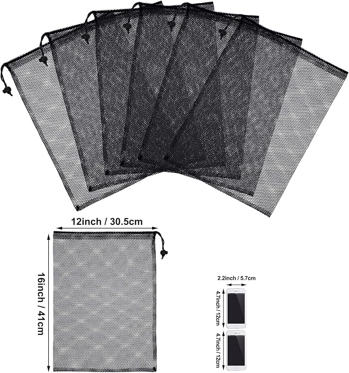 TecUnite 10 Pcs Mesh Bags Drawstring Laundry Bags Large Nylon Mesh Gift - Image 2