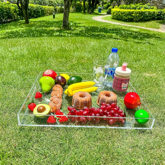 Clear Rectangular 16x20 Inches Acrylic Ottoman Tray Decorative Serving Tray - Image 5
