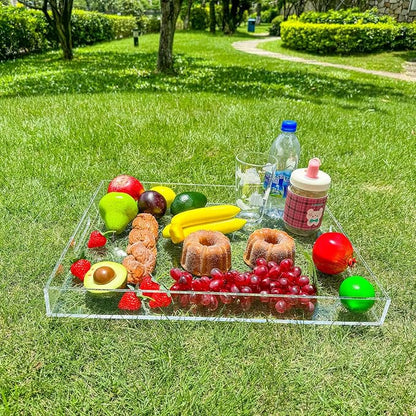 Clear Rectangular 16x20 Inches Acrylic Ottoman Tray Decorative Serving Tray - Image 5