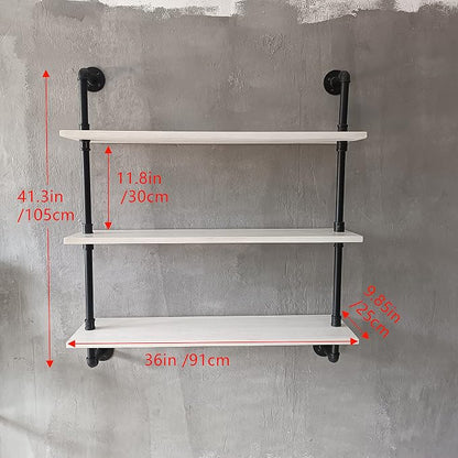 HDDFER Floating Bookshel Industrial Pipe Shelving Pipe Shelves Rustic White - Image 2
