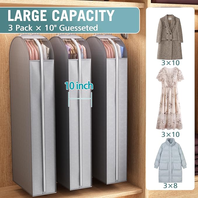 10" Gusseted Garment Bags for Hanging Clothes - Image 2