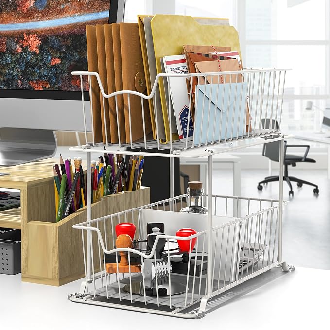 Simple Houseware 2 Tier Cabinet Wire Basket Drawer Organizer - Image 5