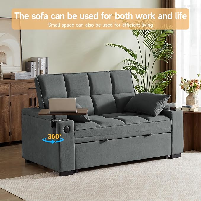 hansones 65" 3-in-1 Sofa Bed, Pull Out Sleeper Sofa - Image 4