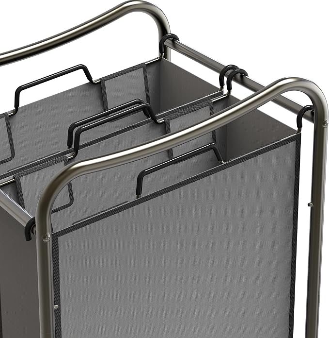 Simple Houseware 2-Bag Heavy Duty Rolling Laundry Sorter Cart, Dark Gray – 2 - Image 4