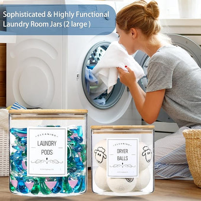 2 Pack Laundry Room Organization Glass Jars- Laundry Pods Container - Image 3