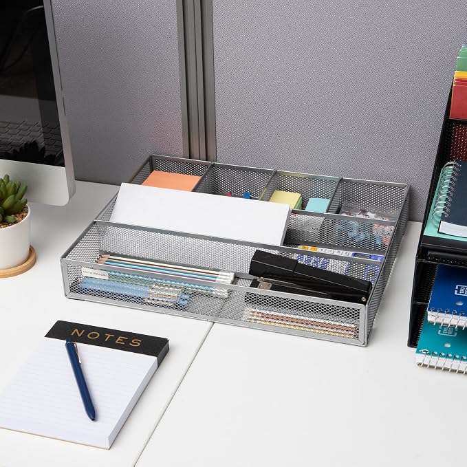 Mind Reader Drawer Organizer, Desk Org, Utensil Organizer, Metal Mesh - Image 6