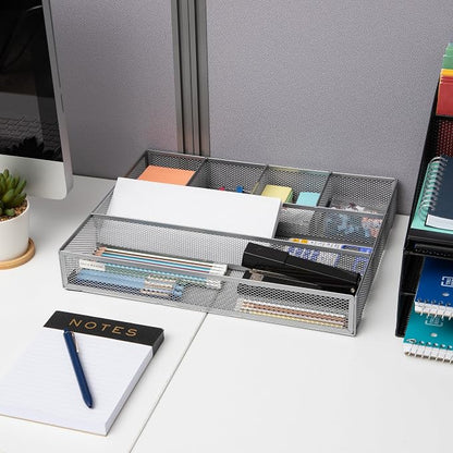 Mind Reader Drawer Organizer, Desk Org, Utensil Organizer, Metal Mesh - Image 6