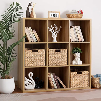 12x12x10 Water Hyacinth Storage Basket Large, Folding Cube Woven Wicker Storage - Image 2