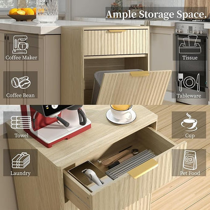 Tilt-Out Trash Cabinet with 10-Gallon Capacity, Walnut Laundry Hamper Cabinet - Image 4