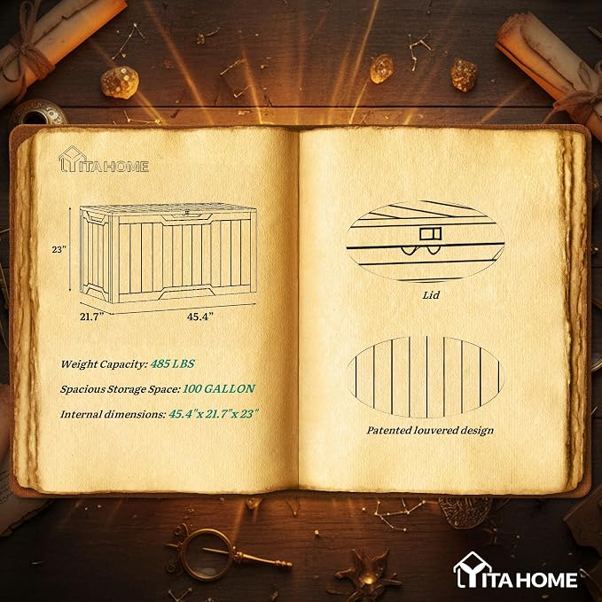 YITAHOME 100 Gallon Outdoor Storage Box | Large Water Resistant Resin Deck Box - Image 7