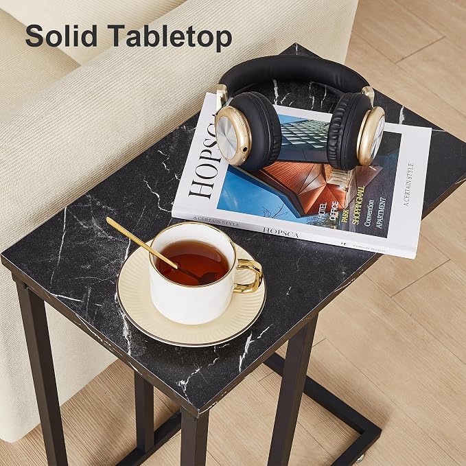 VECELO C Shaped End Side Table for Sofa Couch and Bed Snack TV Tray for Living - Image 8