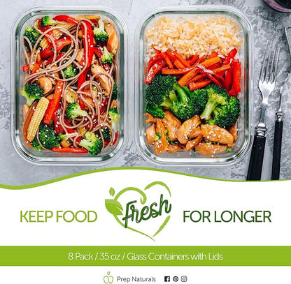 PrepNaturals 8 Pack 36oz Glass Meal Prep Containers - Image 7