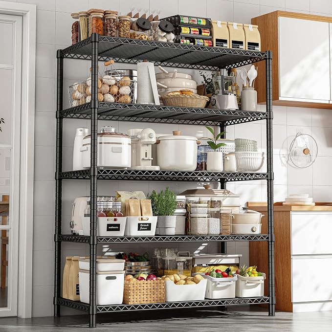 REIBII 5 Shelf Metal Shelving 72''H Storage Shelves Steel Wire Shelving - Image 9
