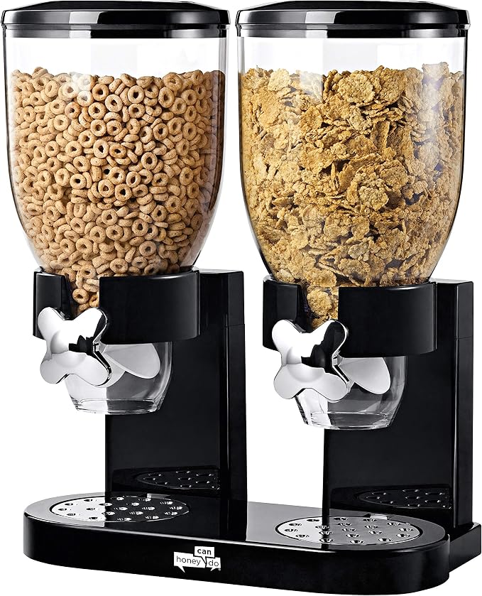 Honey-Can-Do Zevro Dual Dry Food Dispenser – Countertop Cereal Dispenser by SolutionsforModernLiving