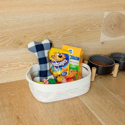 NaturalCozy 5-Piece Rectangle Storage Basket Set- Natural Cotton Rope Woven - Image 7
