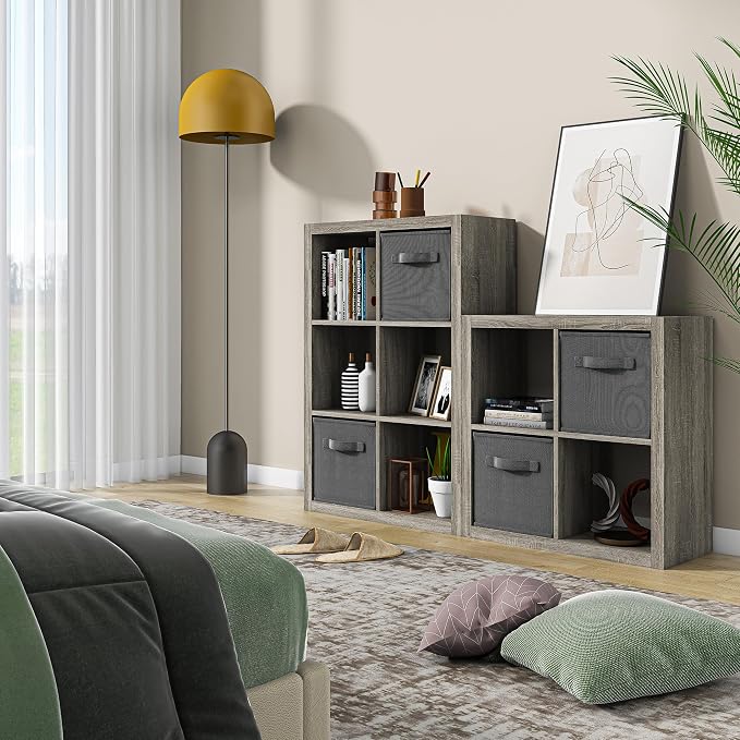 furtble Bookshelf with Storage Bin, 4-Cube Storage Organizer, Modern Wood Open - Image 6
