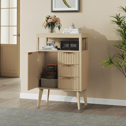 Natural Wood Bathroom Floor Cabinet - Image 4