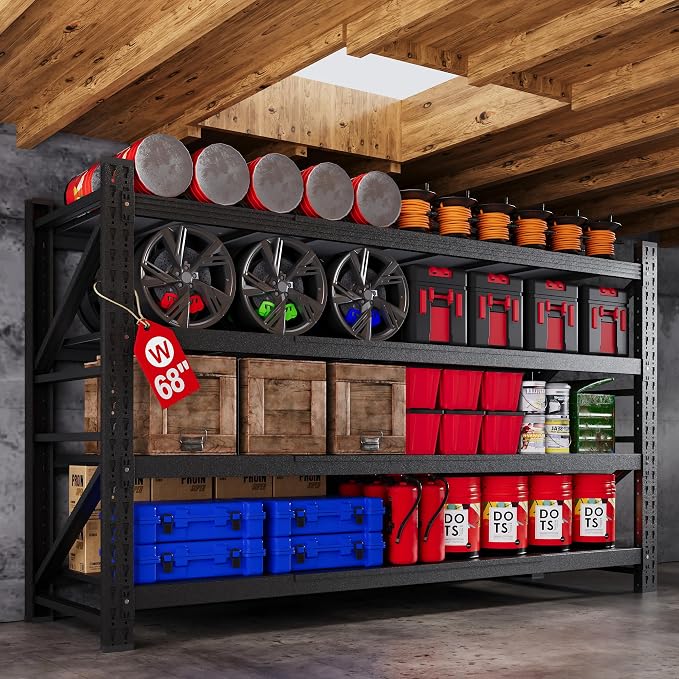 68”W Garage Shelving Units, 8000LBS Storage Shelves Heavy Duty, 4 Tier Tall by AFAIF