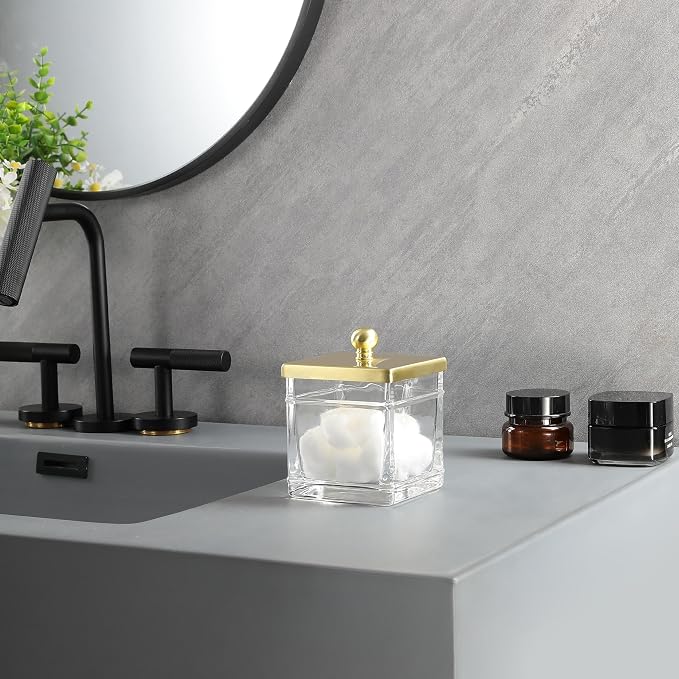 Clear Transparent Hotel Style Apothecary Tempered Glass Canister Jar W/ Gold - Image 8