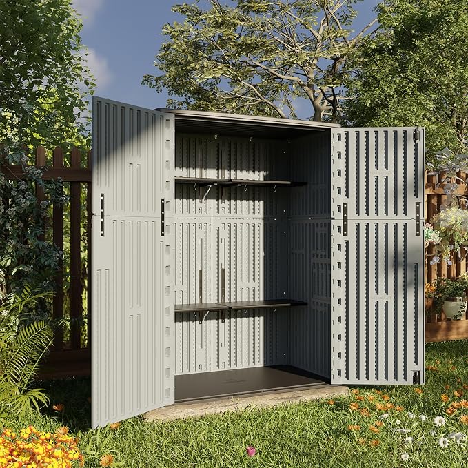 HOMSPARK Outdoor Storage Shed Weather Resistance, Patio Storage Cabinet - Image 5