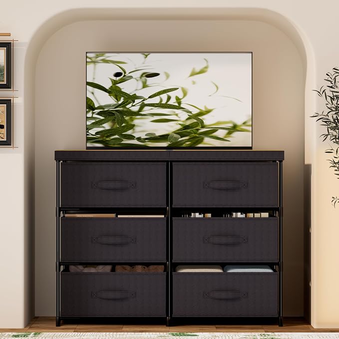 GcdPai Dresser with 6 Fabric Drawer Stand Desktop Sturdy Metal Plastic Support - Image 7
