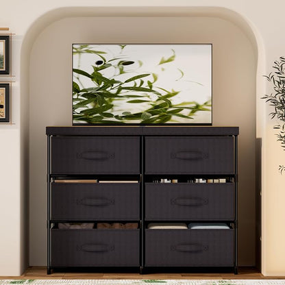 GcdPai Dresser with 6 Fabric Drawer Stand Desktop Sturdy Metal Plastic Support - Image 7