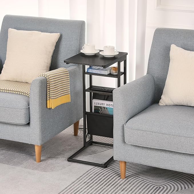 C Shaped End Table with Charging Station, Under Couch Table C-Shaped End Table - Image 9