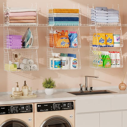 3-Pack Large Hanging Laundry Basket: Wire shelves - Image 5