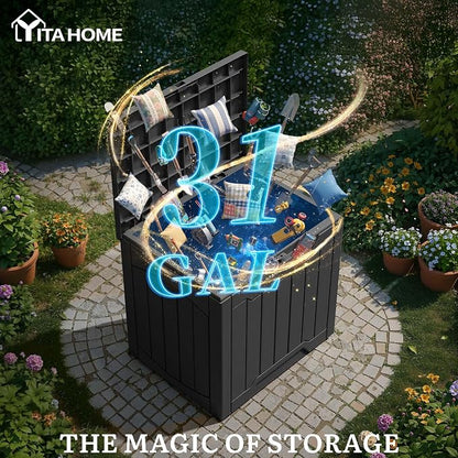 YITAHOME Outdoor Resin Storage Box 31 Gal, Water-resistant Patio Deck Box - Image 4