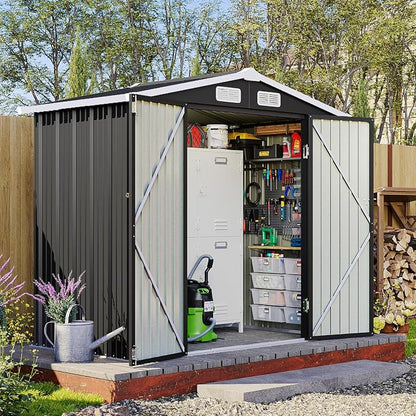 6x4FT Outdoor Storage Shed, Metal Garden Tool Shed - Image 5