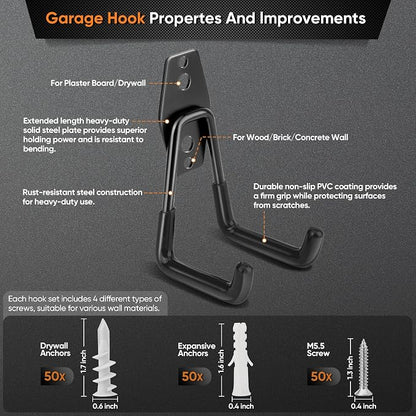 Nacial 26 Pack Garage Hooks Heavy Duty, Utility Steel Garage Storage Hooks - Image 3