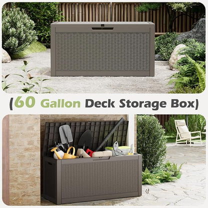 Outdoor Storage Box, 60 Gallon Outside Deck Box Waterproof, Resin Outdoor - Image 3