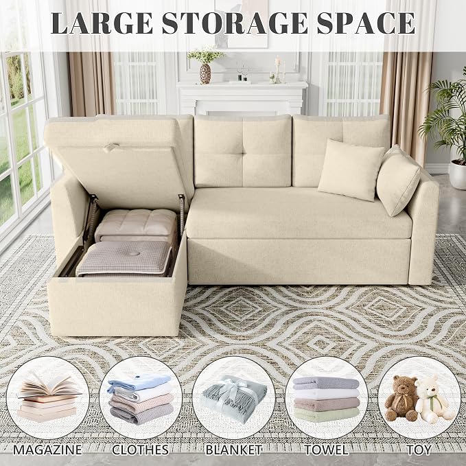 Huatean Home Sleeper Sofa Couch, 2 in 1 Pullout Couch Bed - Image 4
