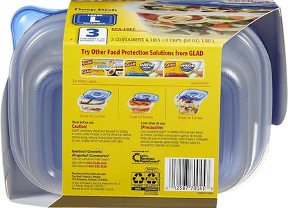 Glad GladWare Deep Dish Food Storage Containers Lids Large Rectangle BPA Free - Image 4