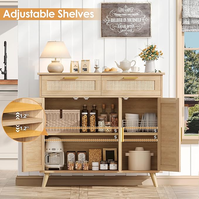 Akxomel Rattan Sideboard Buffet Cabinet - Image 6