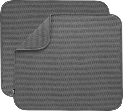 S&T INC. Dish Drying Mat 2 Pack, 16” x 18”, Absorbent Microfiber Kitchen by STINC