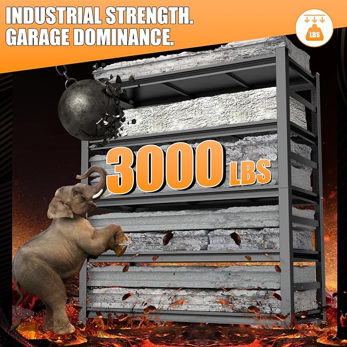 77"H-47"W Garage Shelving-3000LBS 5 Tier Storage Shelves, Adjustable Heavy Duty - Image 3