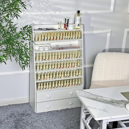 Nail Polish Rack with 2 Drawers, Salon Display & Storage Cabinet with Acrylic - Image 7
