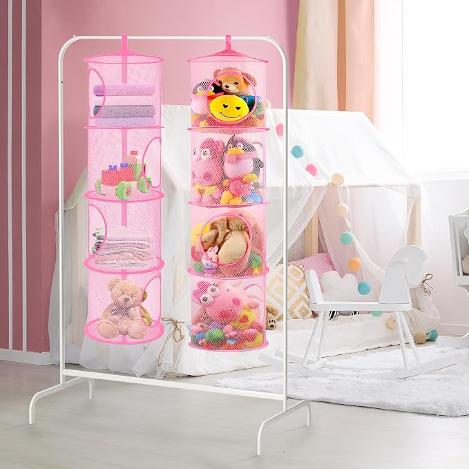 Hanging Stuffed Animal Storage Hammock Net 4 Tiers, Holds Plushies, Foldable - Image 2