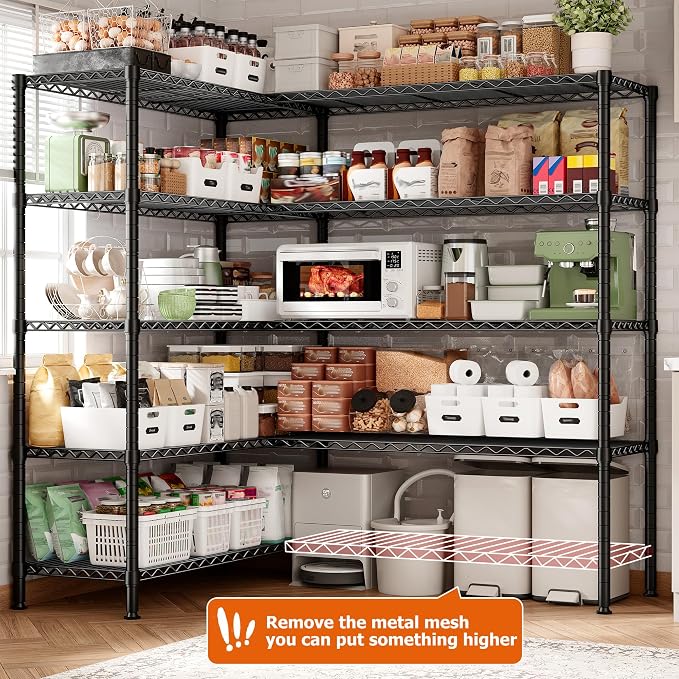 REIBII 1600LBS Storage Shelves 69.8''W Metal Shelving 5 Tier Wire Shelving Unit - Image 5