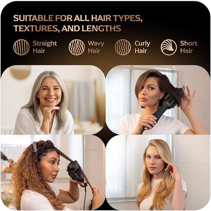 Blowout Brush Hair Dryer, 4-in-1 Blow Drying Brush, Authomatic Dual Voltage - Image 5
