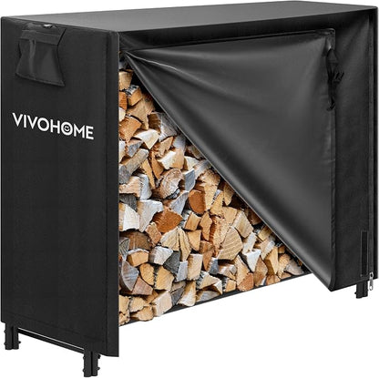 VIVOHOME 4ft Heavy Duty Indoor Outdoor Firewood Storage Log Rack and Cover by VIVOHOME