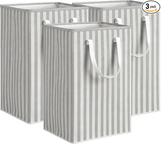 3 Pack Laundry Hamper Collapsible 75L Large Waterproof Cotton Linen Clothes by Harborway