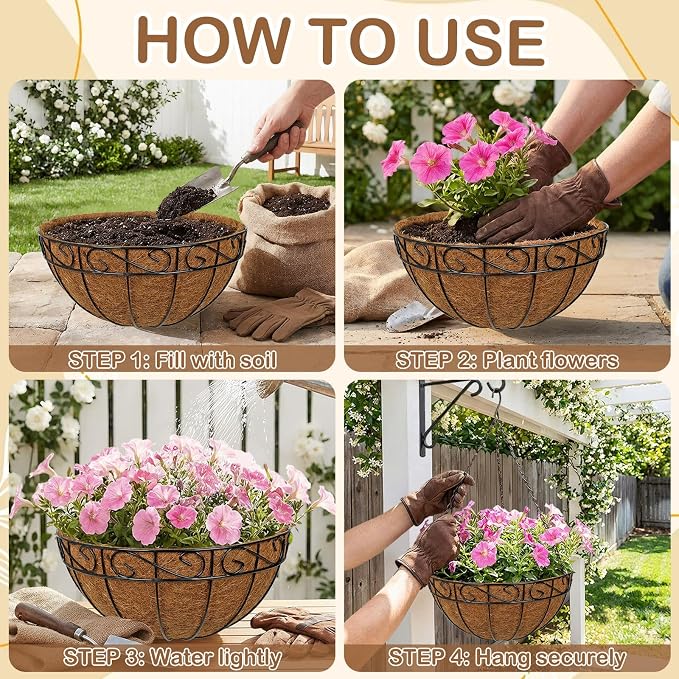 4 Pack 14 inch Metal Hanging Baskets - Image 4