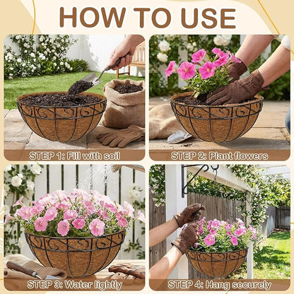 4 Pack 14 inch Metal Hanging Baskets - Image 4