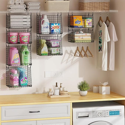 4-Pack Hanging Laundry Room Organizer：Foldable Laundry Room Organizaton Wire by Sonyabecca
