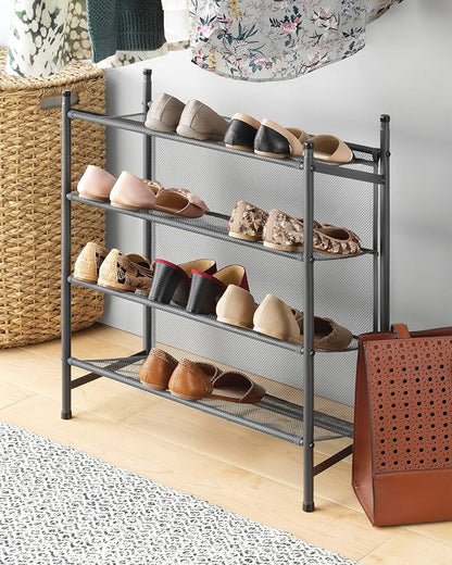 Whitmor Metal & Mesh 4-Tier Shoe Rack, Store up to 12 Pairs of Shoes - Image 2